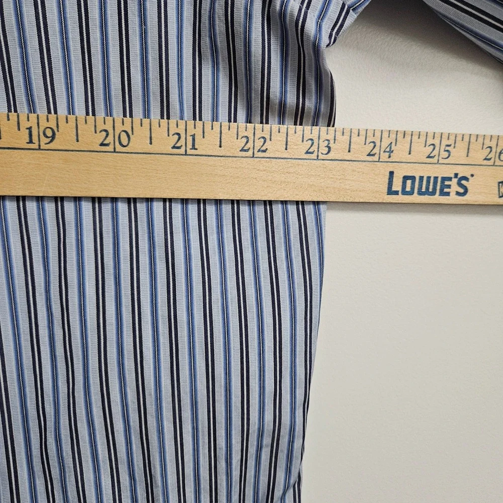 Banana Republic Dress Shirt Mens Lg Blue Striped Fitted Woven In Italy Cotton LS